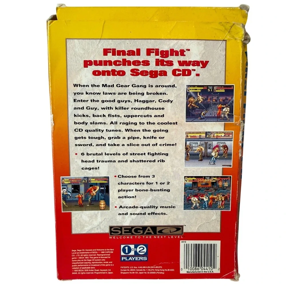 Final Fight CD Sega 1993 NA / Complete in Box CIB / Manual Reg Card / Game Case
